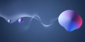 Streamlined process flow with connected abstract shapes.